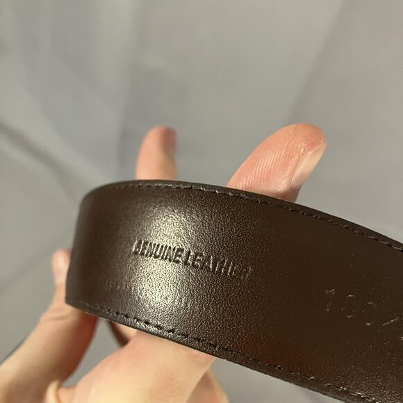 Tino Cosma Belt Mens 38 Genuine Leather Solid Brass Made Italy Dress Accessory - Picture 10 of 16